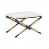 Pouf Ashburn Campaign en tissu d'apparence lin - noir
