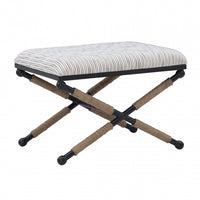 Pouf d’appoint Ashburn Campaign en tissu rayé - noir