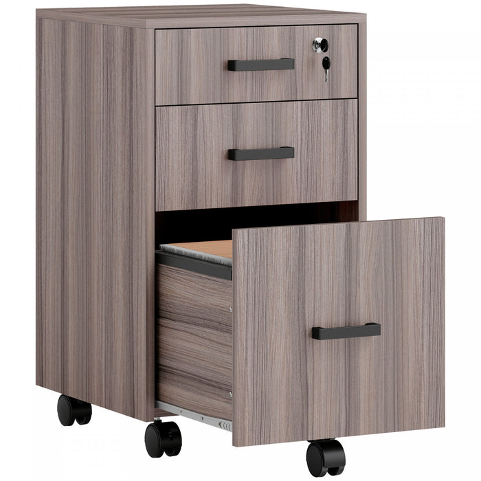HOMCOM Classeur 3 Tiroirs avec Barres de Suspension, Gris