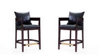  Tabouret de comptoir en bois rembourre style mid-century Ritz noir - Lot de 2