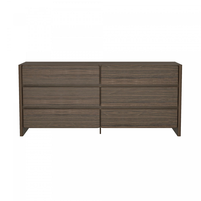 Commode moderne Linda 72\" en noyer brun (6 tiroirs)