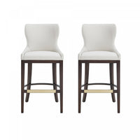 Tabouret de bar Blair moderne en bois avec revetement en tissu blanc - Lot de 2