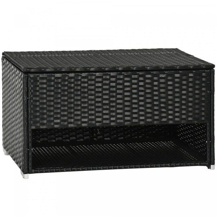 Outsunny Boite De Terrasse Exterieure Avec Couche De Chaussures Noir