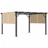 Outsunny 12' X 10' Pergola De Jardin Patio Exterieur Avec Toit Coulissant Cadre En Acier Avec Piquets Et Design Unique