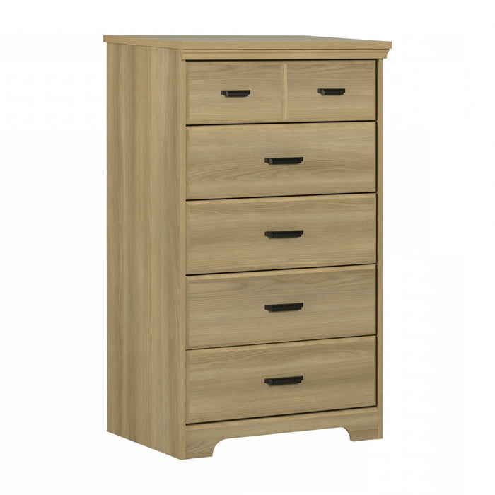 Commode verticale Versa à 5 tiroirs - frêne naturel
