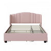 Lit plateforme Jean rembourre avec tete de lit a oreilles et tiroirs de rangement, taille queen, rose