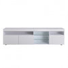 James 70.8\" Cabinet TV Moderne avec Eclairage LED USB et Facade Haute Brillance, Blanc