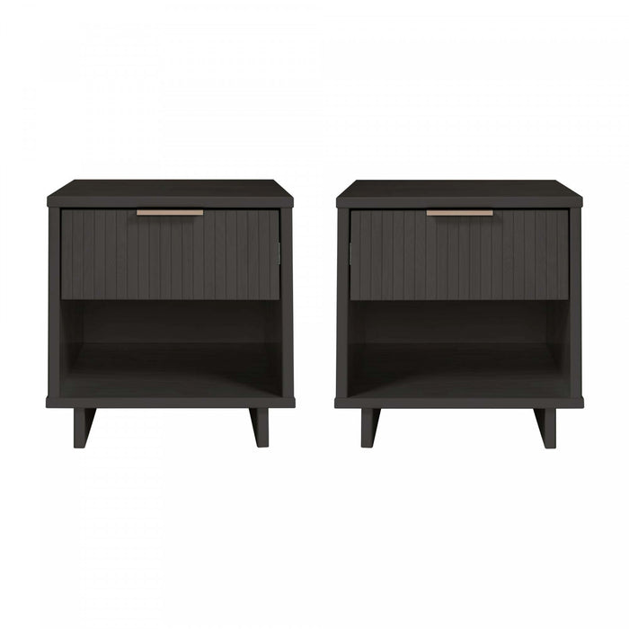Table de nuit Granville Modern 18\" en gris charbon (1 tiroir) - Lot de 2