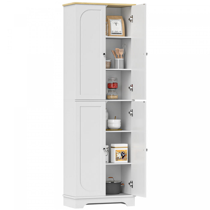 HOMCOM Armoire de garde-manger avec 4 portes, 72 po de haut, blanc
