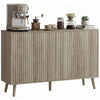 HOMCOM Buffet moderne cannele avec etageres reglables, gris clair