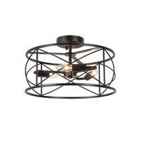 Plafonnier semi-affleuré Calah de Dainolite avec fini noir mat et 3 ampoules incandescentes