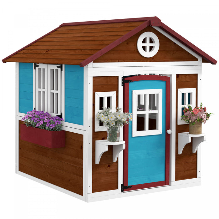 Outsunny Cabane pour Enfants, Cabane d'Exterieur en Bois pour Jardin, Beige