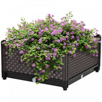 Outsunny Jardiniere Sur Pieds Carre Potager Insert D'irrigation Inclus Plastique Brun