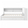 Lit de jour Arthur en bois format Full avec LED, port USB et 2 tiroirs de rangement, blanc