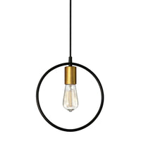 Luminaire suspendu Geometric circulaire de Dainolite avec fini noir mat et bronze rétro, et 1 ampoule