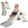 Qaba Toboggan 3 En 1 Pour Tout-petits, Toboggan Pliable Pour Enfants Avec Panier De Basket, Equipement D'activite Pour Enfants Sur Le Theme De L'espace Pour 2 A 5 Ans, Blanc Creme