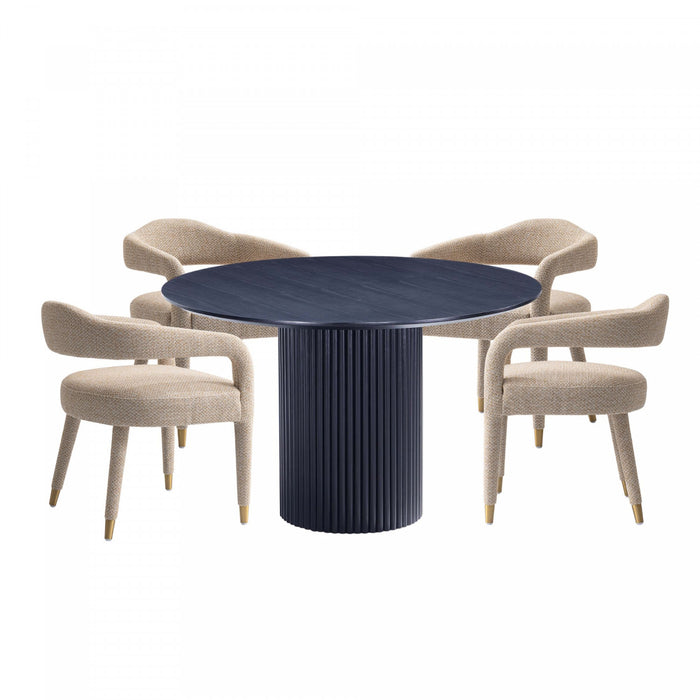 Ensemble de salle a manger chic industriel moderne Aspen et Hathaway 5 pieces, finition argentee et noire