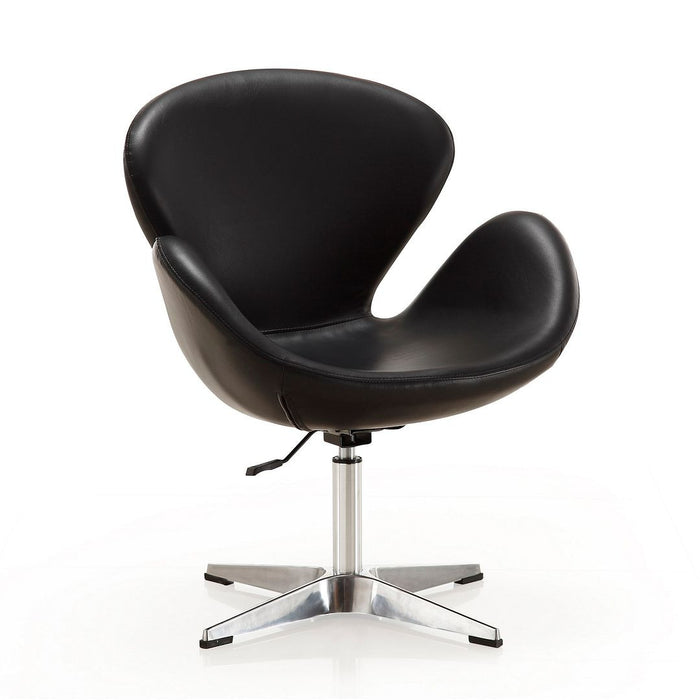 Chaise d’appoint pivotante réglable Raspberry de Manhattan Comfort en chrome poli et en similicuir - noire