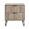 Table de nuit moderne Dumbo 20\" a cannelures, gris rustique (2 tiroirs)