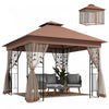 Outsunny Tonnelle de Patio 3x3 m, Tonnelle d'Exterieur, Brun Fonce