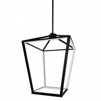 Luminaire suspendu Cage de Dainolite blanc qui diffuse la lumière, avec fini noir mat et ampoule à DEL de 46 W