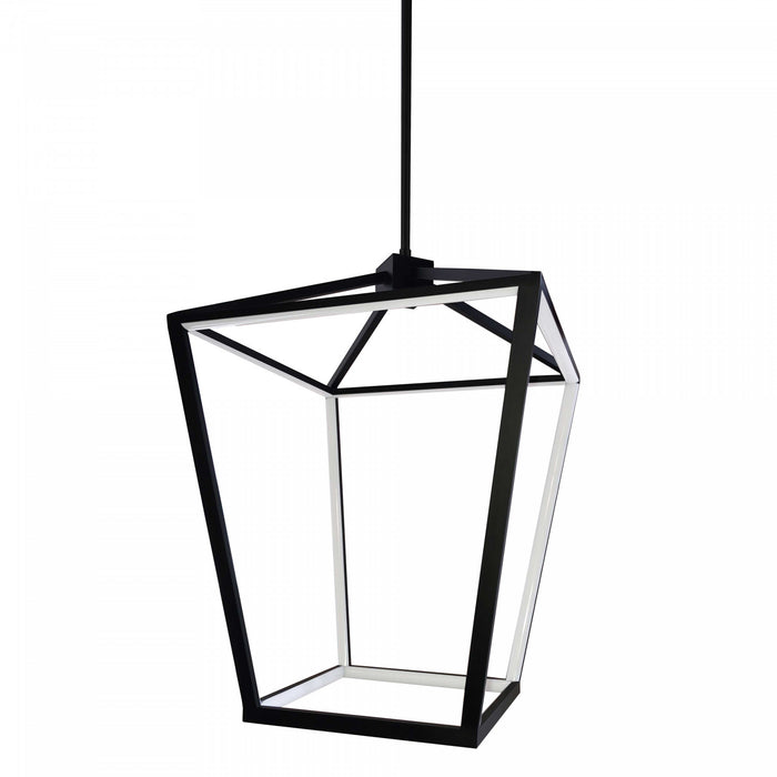 Luminaire suspendu Cage de Dainolite blanc qui diffuse la lumière, avec fini noir mat et ampoule à DEL de 46 W