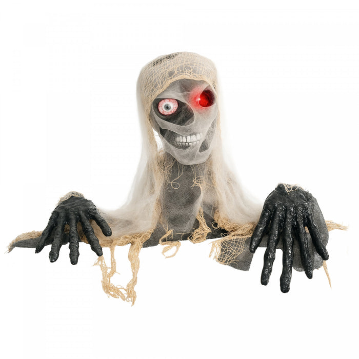 Momie Animee Homcom Pour Halloween, Decoration Effrayante A Demi-corps