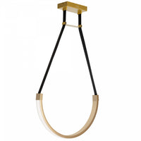 Luminaire suspendu Regan de Dainolite en silicone blanc qui diffuse la lumière, avec fini laiton vieilli et ampoule à DEL de 30 W