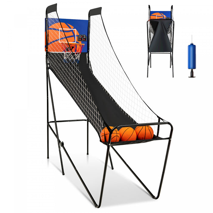 Jeu D'arcade De Basket-ball Pliable Costway, Avec Compteur Electronique, Filets Lateraux, 3 Ballons De Basket, 1 Pompe De Gonflage