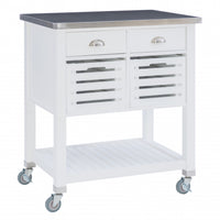 Chariot-bar de rangement Robbin en bois pour la cuisine - blanc