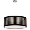 Luminaire suspendu de Dainolite avec abat-jour noir et blanc à fentes, fini chromé poli et ampoule à DEL de 22 W
