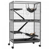 Pawhut Cage Roulante A 5 Niveaux Pour Petits Animaux, Cage Pour Cochon D'inde, Furet, Chinchilla, Chaton, Lapin, Petite Maison De Jeu Pour Animaux De Compagnie Avec Hamac, Plateau Amovible, Gris