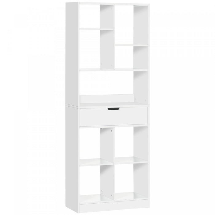 HOMCOM Bibliotheque Haute Tiroir Bureau Maison Blanc