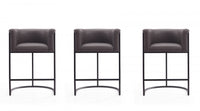  Tabouret de comptoir moderne du milieu du siecle Cosmopolitan en metal et tissu, graphite – Lot de 3