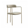 Serene Mid-Century Modern Metal Upholstered Dining Chair in Taupe | Chaise de salle a manger moderne mi-siecle en metal et tissu, coloris taupe, Serene