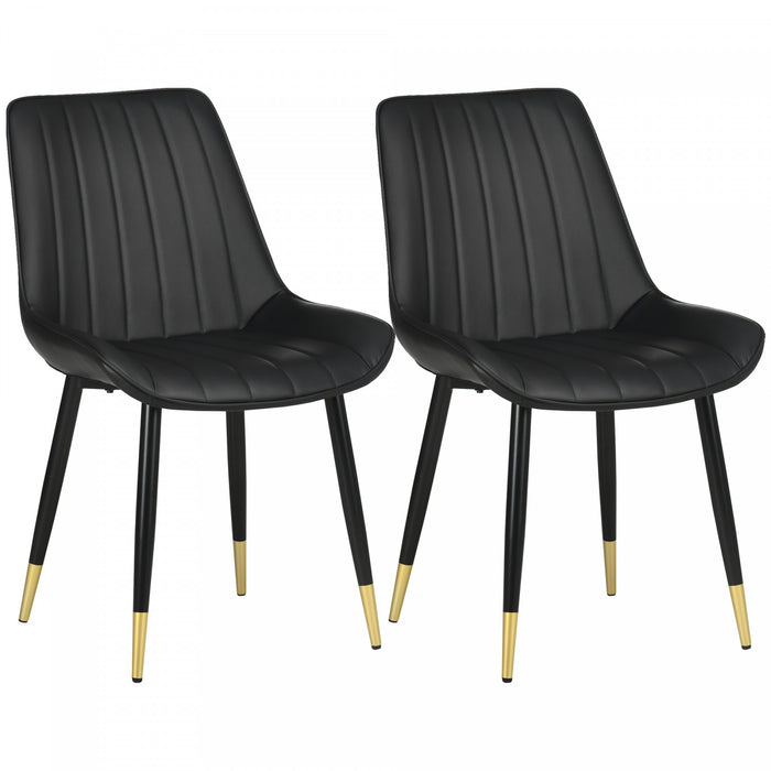 HOMCOM Chaises de salle a manger (lot de 2), rembourree en cuir PU, noir