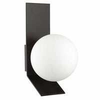 Grande applique murale Valemont de Dainolite en verre blanc opale, avec fini noir mat et 1 ampoule