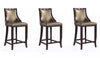 Tabouret de bar en bois traditionnel Emperor avec assise rembourree, bronze - Lot de 3