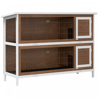 Pawhut Lapin Hutch Lapin Maison Pour Animaux De Compagnie Coop En Bois Run Habitat Volaille 2 Etages