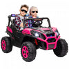 Qaba Voiture Electrique 2 Places Pour Enfants, Alimentee Par Batterie 24 V, Avec Telecommande, 3 Vitesses, Lumieres Led, Musique, Klaxon, Suspension A Ressort Pour 3 A 8 Ans, Rose