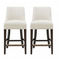 Tabouret de comptoir moderne en bois avec chenille Beever, creme - Lot de 2
