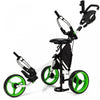 Goplus Pliant 3 Roues Golf Push Cart W/seat Tableau De Bord Poignee Reglable Vert