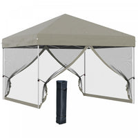 Outsunny Tente De Fete Escamotable 10' X 10' Avec Sac A Roulettes, Beige