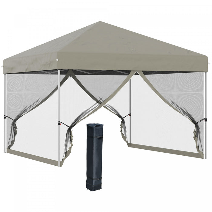 Outsunny Tente De Fete Escamotable 10' X 10' Avec Sac A Roulettes, Beige