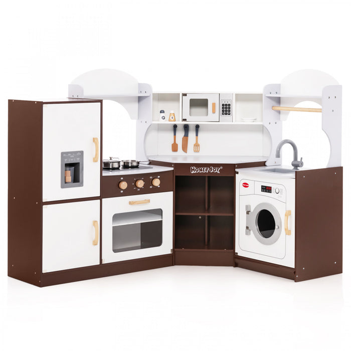 Coin Costway Jouer Cuisine Avec Four A Micro-ondes Glacier Pour Enfants 3 Ans + Jouet En Bois