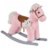 Qaba Cheval A Bascule En Peluche Pour Enfants Avec Ours, Chaise Pour Enfants Avec Peluches Douces Et Sons Interessants Et Realistes Rose