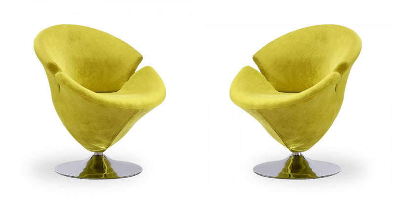 Fauteuil lounge pivotant moderne en velours Tulip vert - Lot de 2