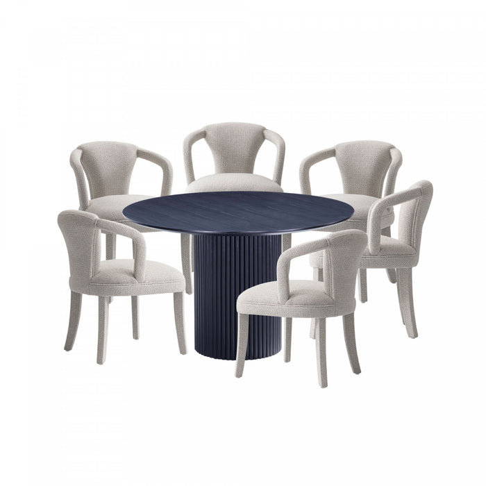 Ensemble de salle a manger chic industriel moderne Hathaway et Palmer 7 pieces en poussiere d’or et noir