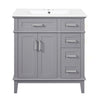 Savannah Meuble de salle de bain 30 pouces avec vasque en ceramique et armoire de rangement spacieux, Gris