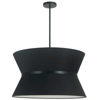 Luminaire suspendu Caterine de Dainolite de 24 po de diamètre, avec abat-jour noir, anneau noir, fini noir mat et 4 ampoules